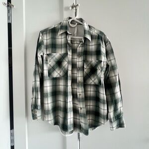 The group by Babaton Green and White Plaid Button-Up Shirt Flannel